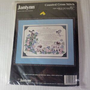 Vintage Janlynn Counted Cross Stitch "For Thine Is The Kingdom" Kit 1991
